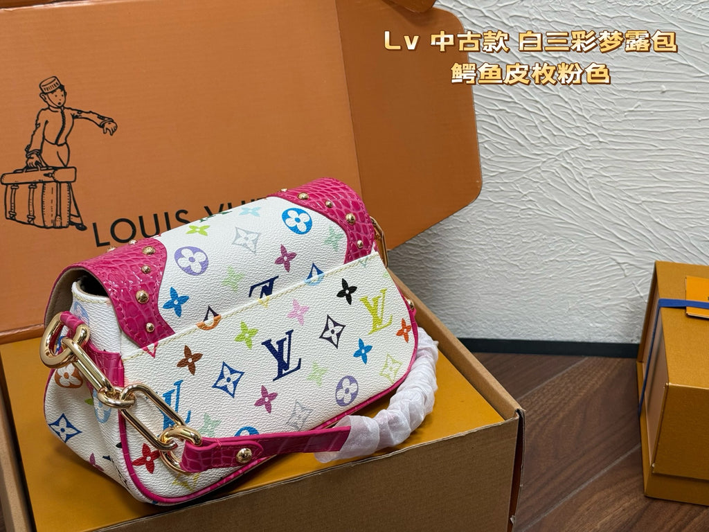Pre-Order | Studded Multicolour Shoulder Bag – White & Pink