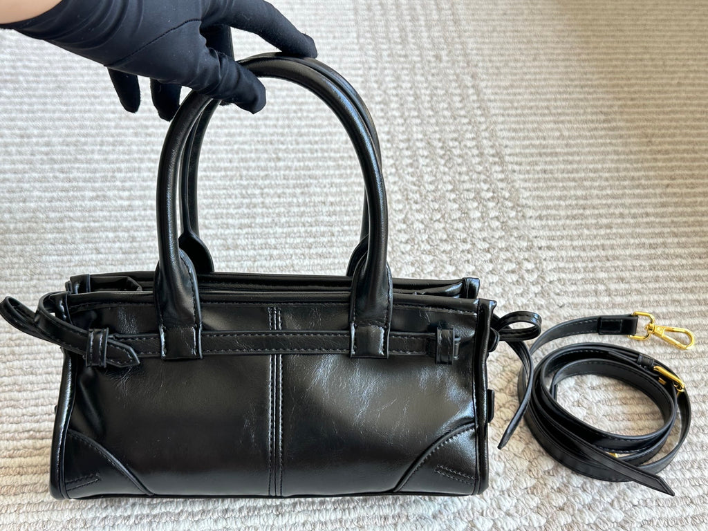 Pre-Order | Structured Top Handle Bag – Black