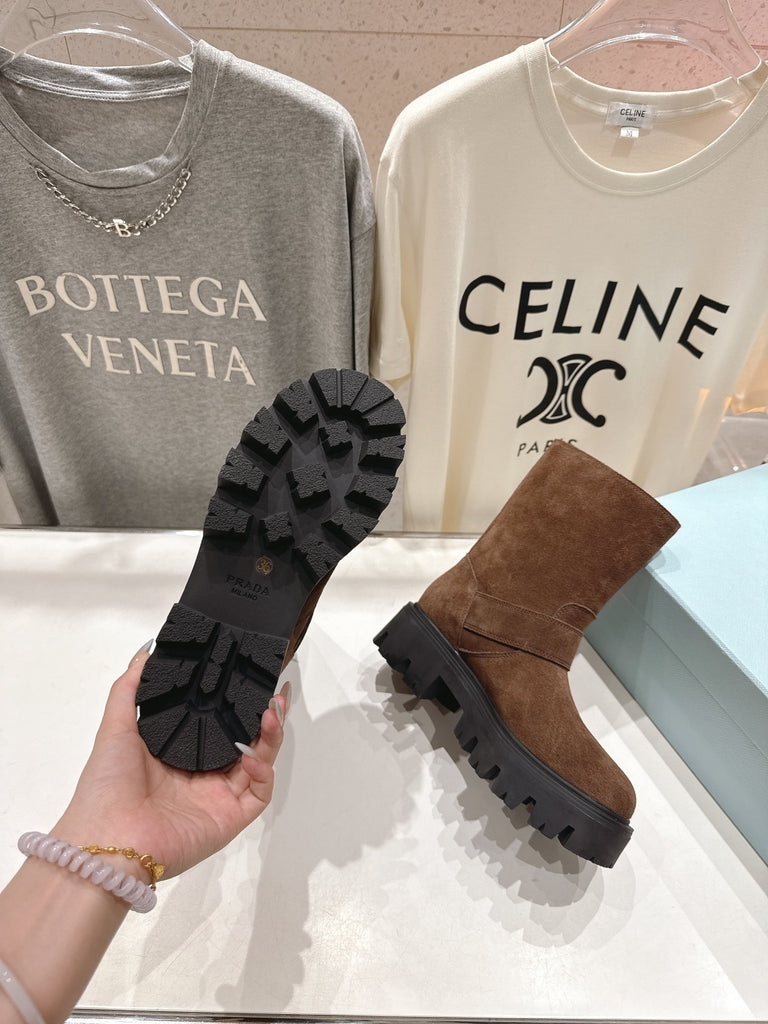 PRE ORDER Brown Suede Buckle Boots