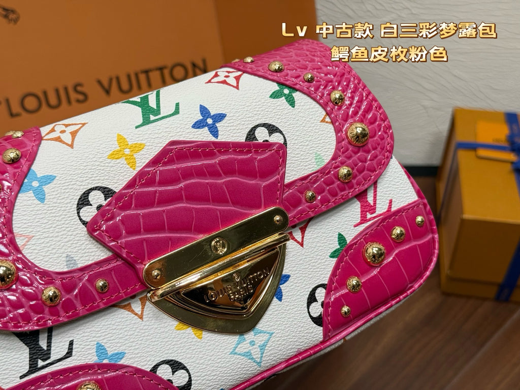 Pre-Order | Studded Multicolour Shoulder Bag – White & Pink