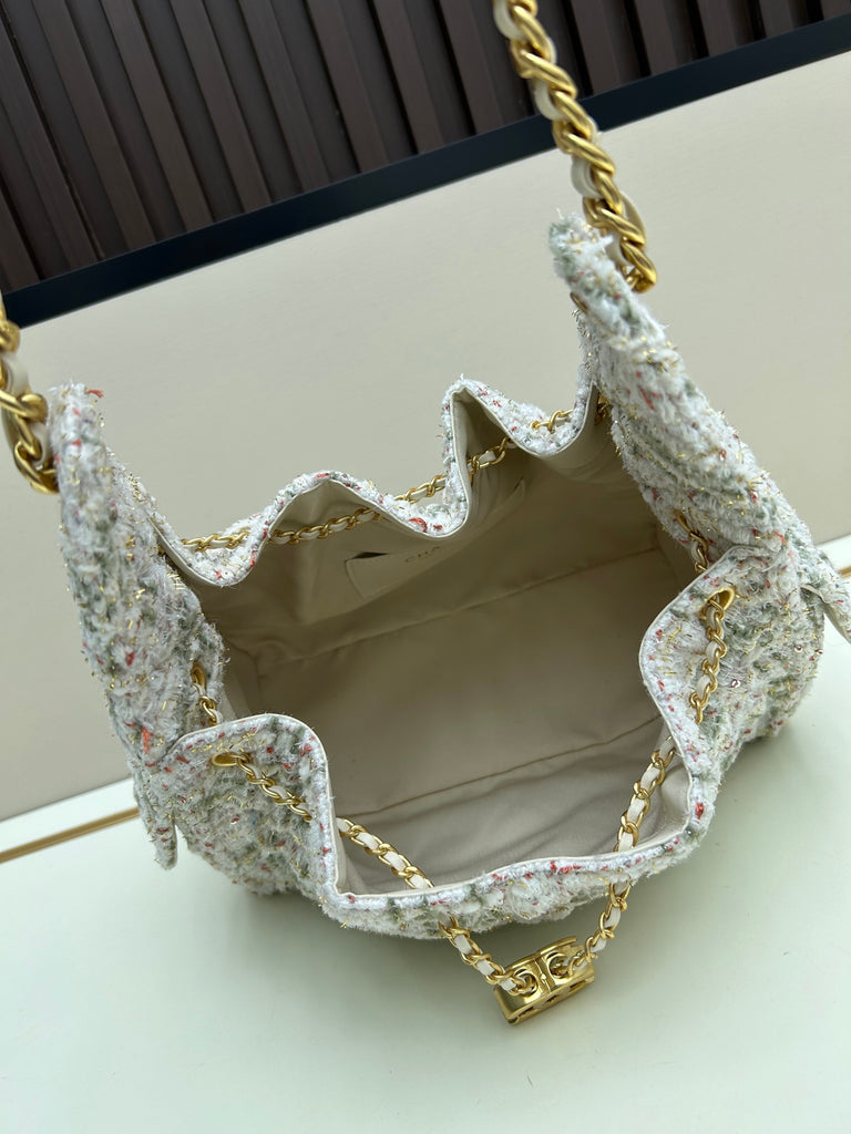 Pre-Order | Tweed Quilted Chain Shoulder Bag – Multi