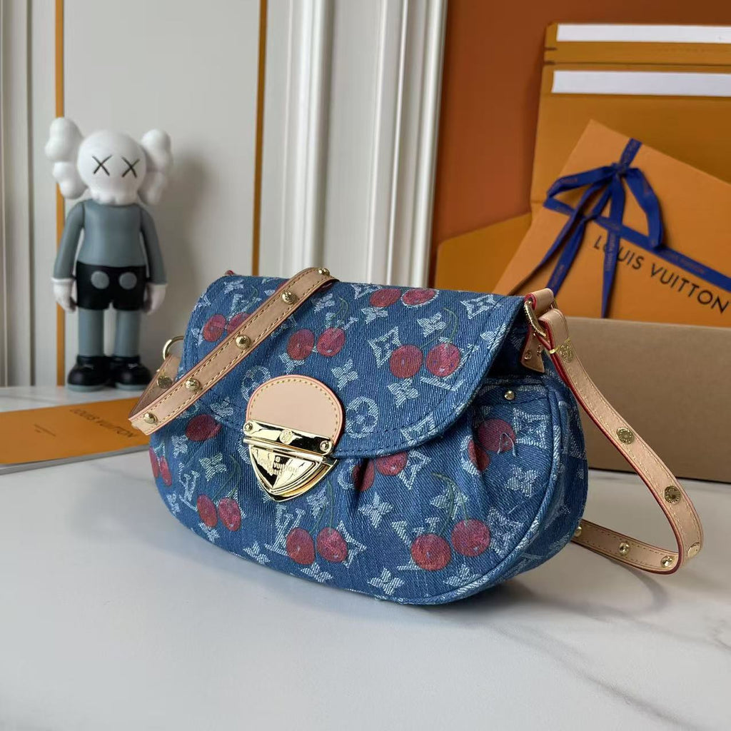 Pre-Order | Print Denim Shoulder Bag – Blue