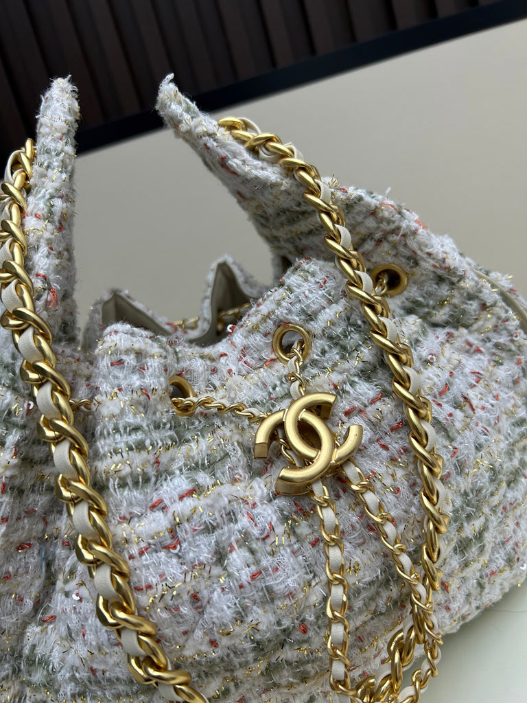 Pre-Order | Tweed Quilted Chain Shoulder Bag – Multi