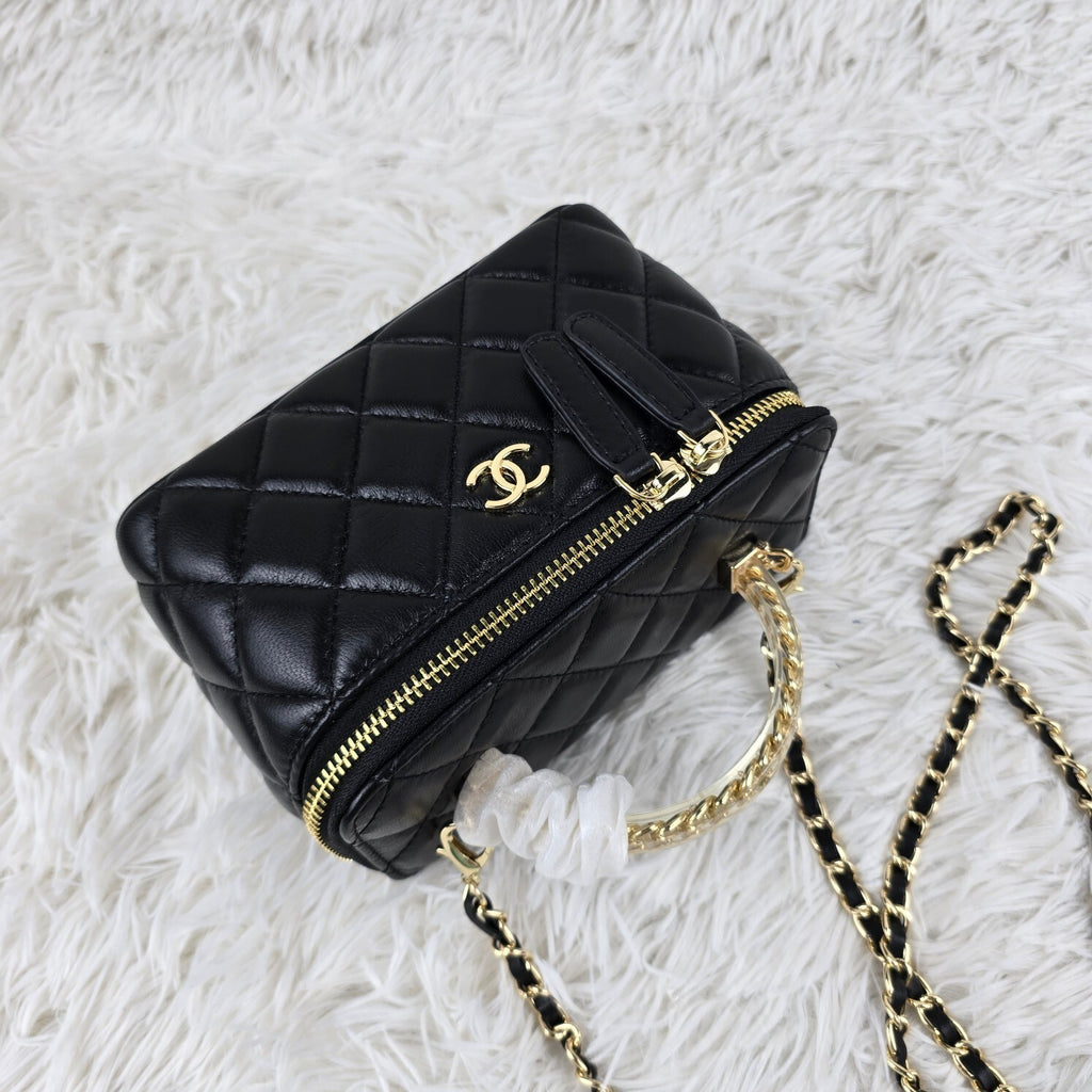 Pre-Order | Black Mini Vanity Bag with Gold Chain Handle