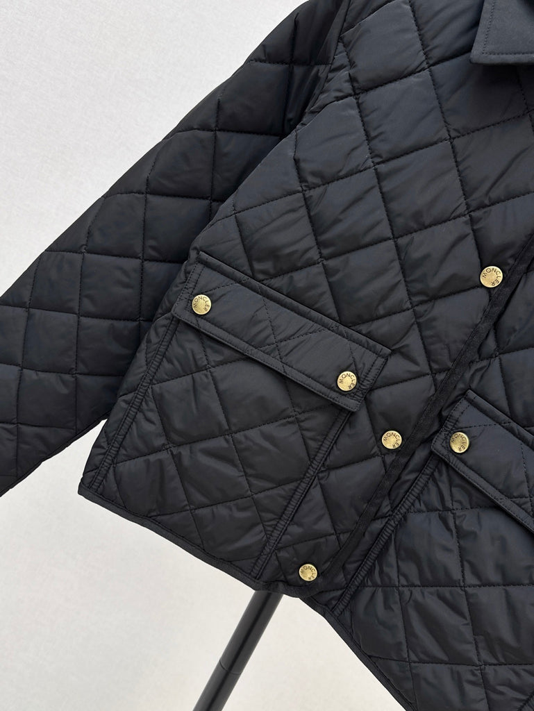 Pre-Order | Quilted Black Jacket with Gold Button Detail
