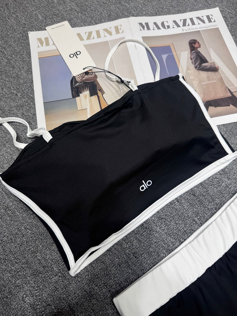 Black & White Contrast Trim Two-Piece Set – Sporty Chic Co-ord