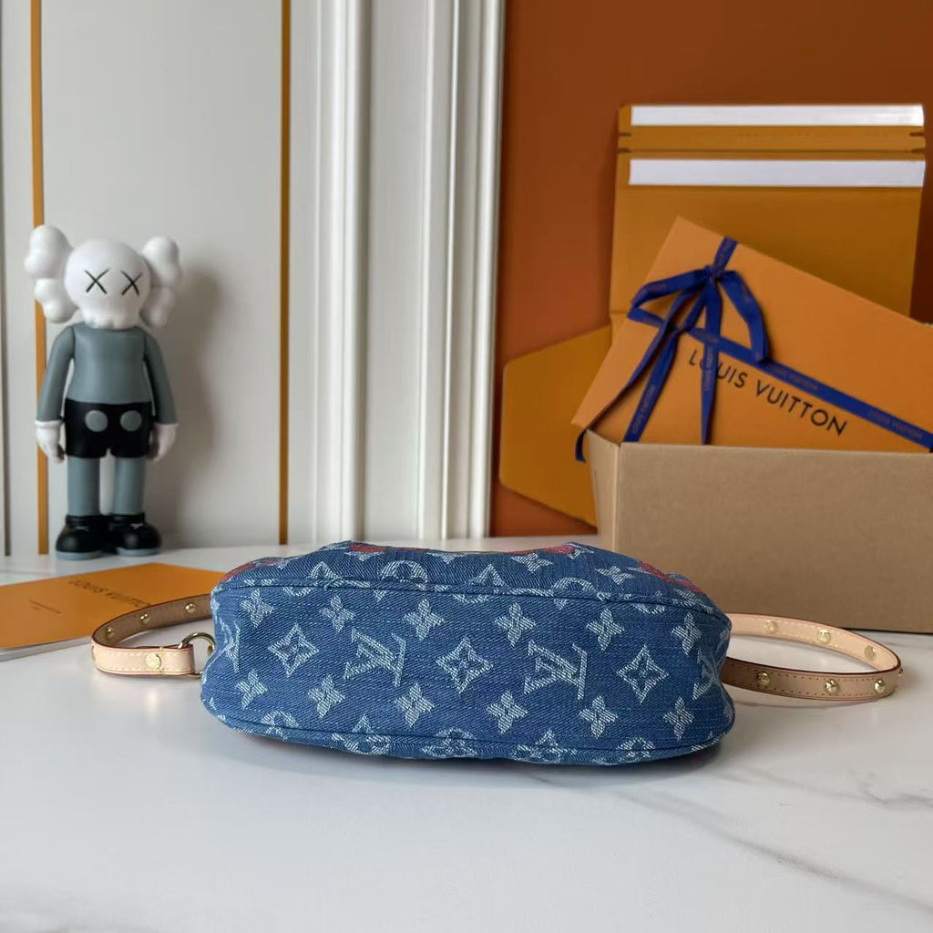 Pre-Order | Print Denim Shoulder Bag – Blue