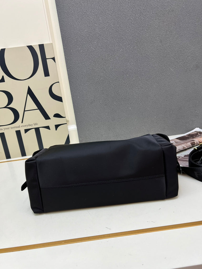 Black Nylon Shoulder Bag with Gold Hardware – Pre-Order