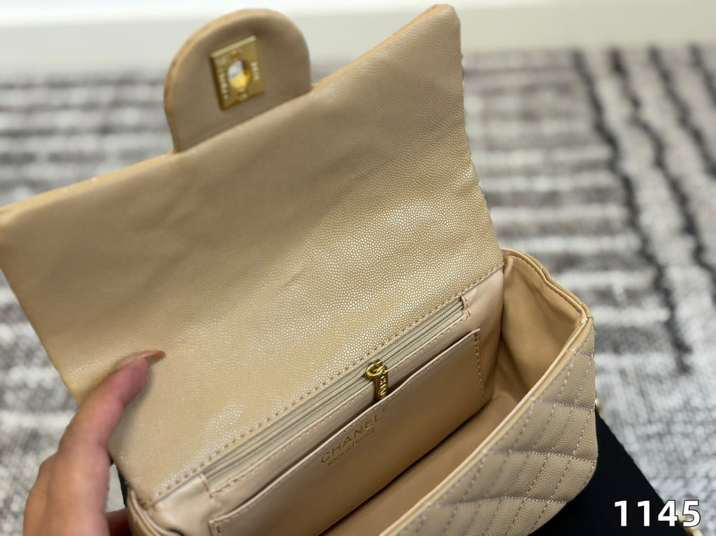 Pre-Order | Beige Top Handle Bag with Gold Chain