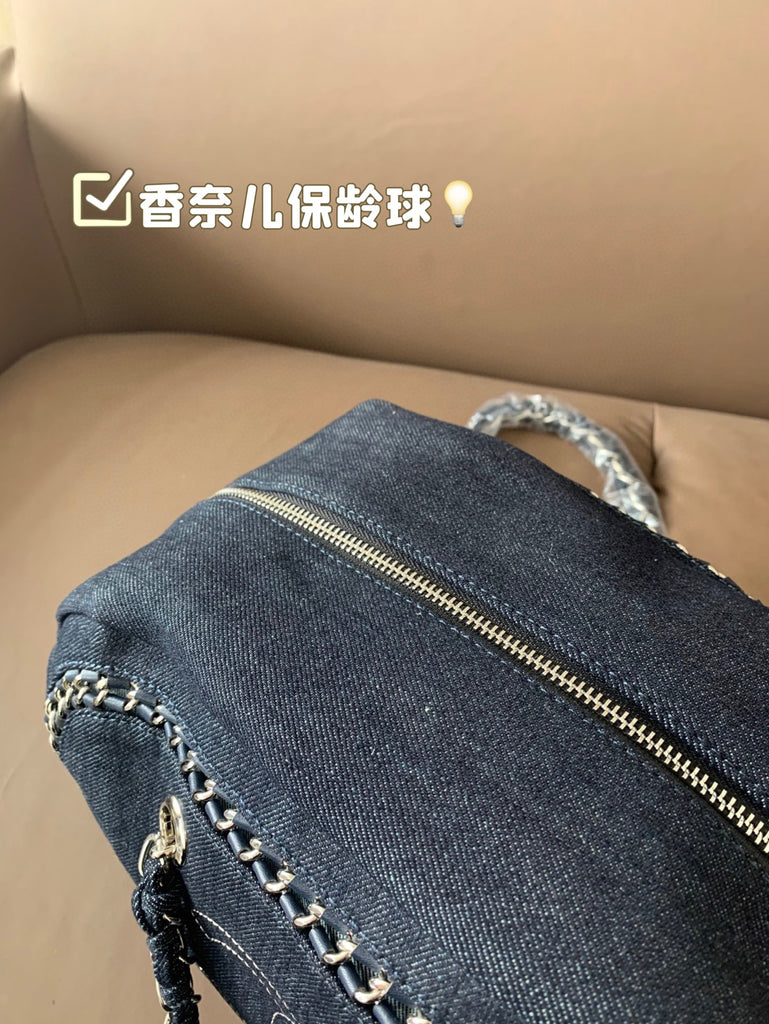 Pre-Order | Denim Chain Shoulder Bag – Navy
