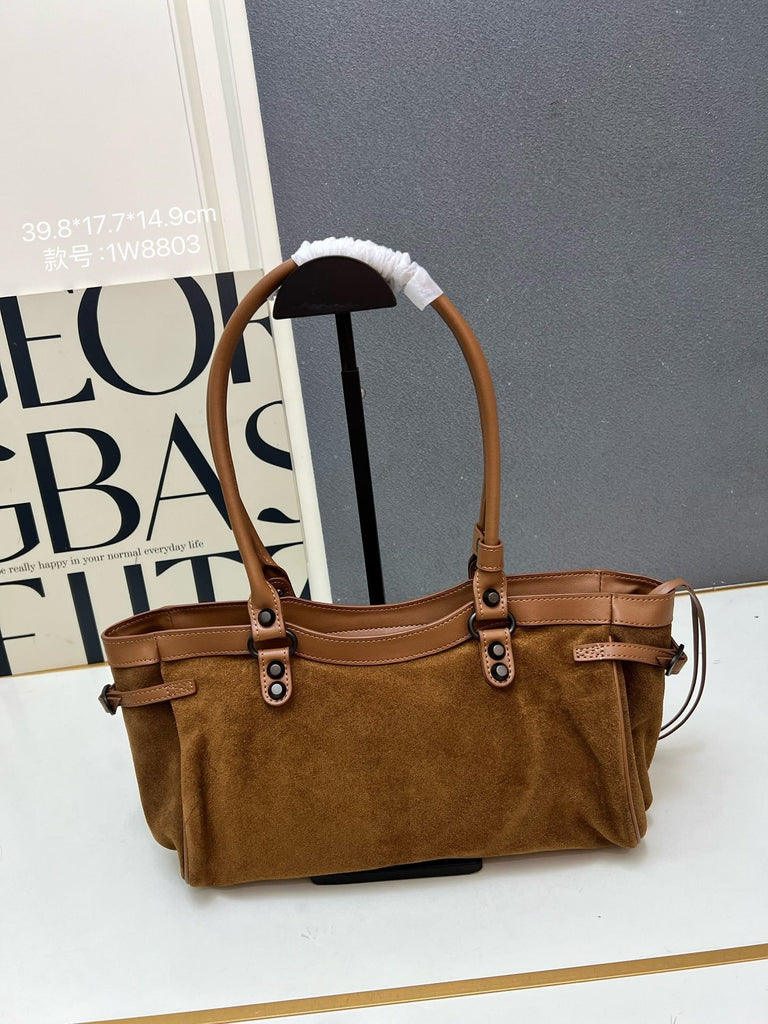PRE-ORDER BROWN FAUX SUEDE BAG