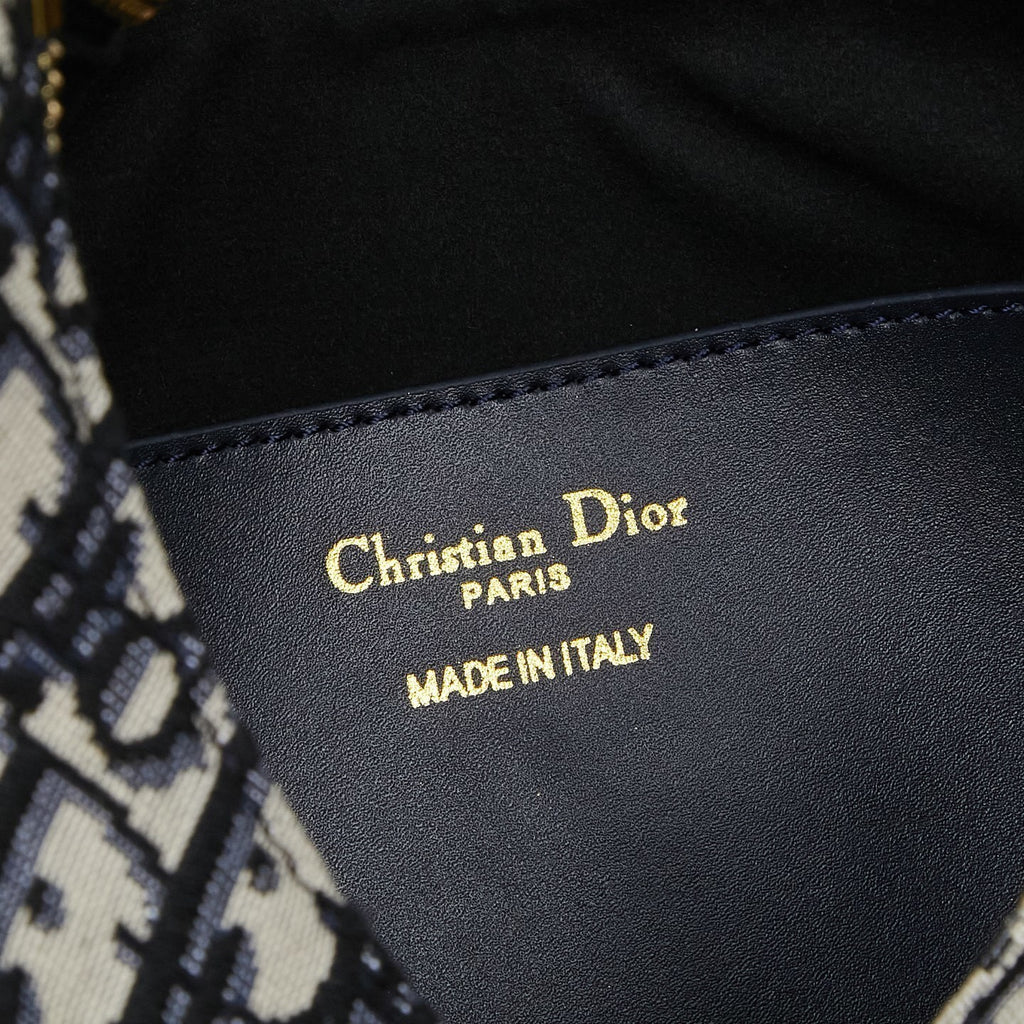 Pre-Order | Navy Patterned Shoulder Bag with Leather Trim