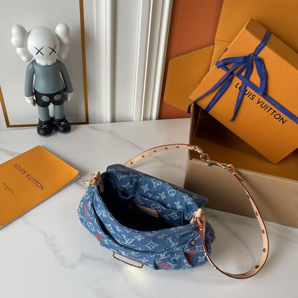 Pre-Order | Print Denim Shoulder Bag – Blue