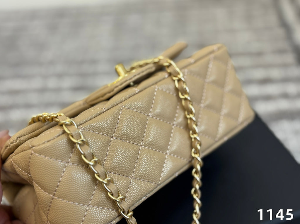 Pre-Order | Beige Top Handle Bag with Gold Chain