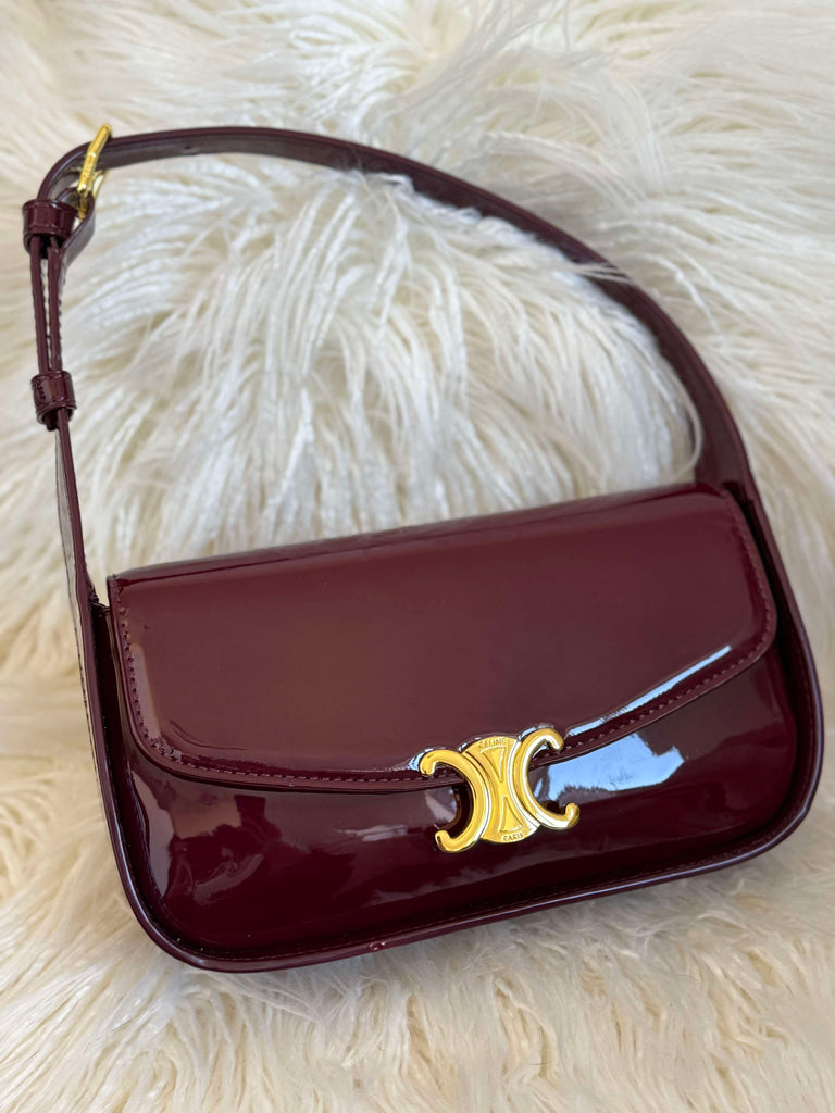 Burugundy Patent Shoulder Bag