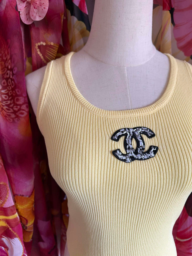Yellow Ribbed Vest Top