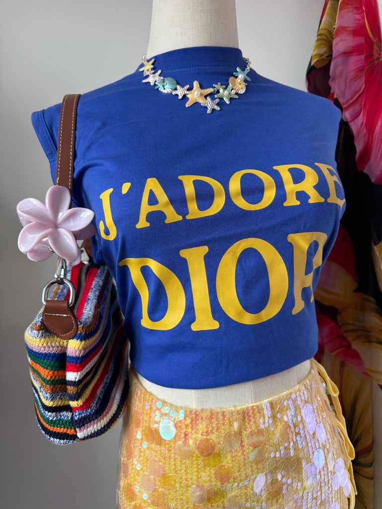 Retro Vest Top in Blue & Yellow