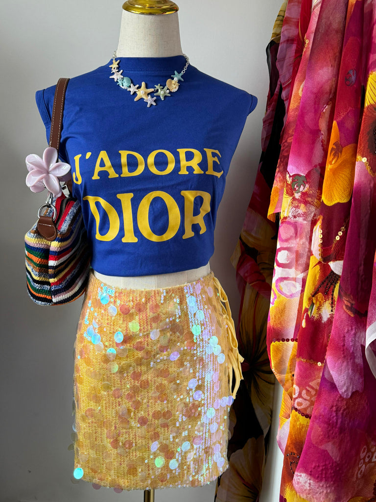 Retro Vest Top in Blue & Yellow