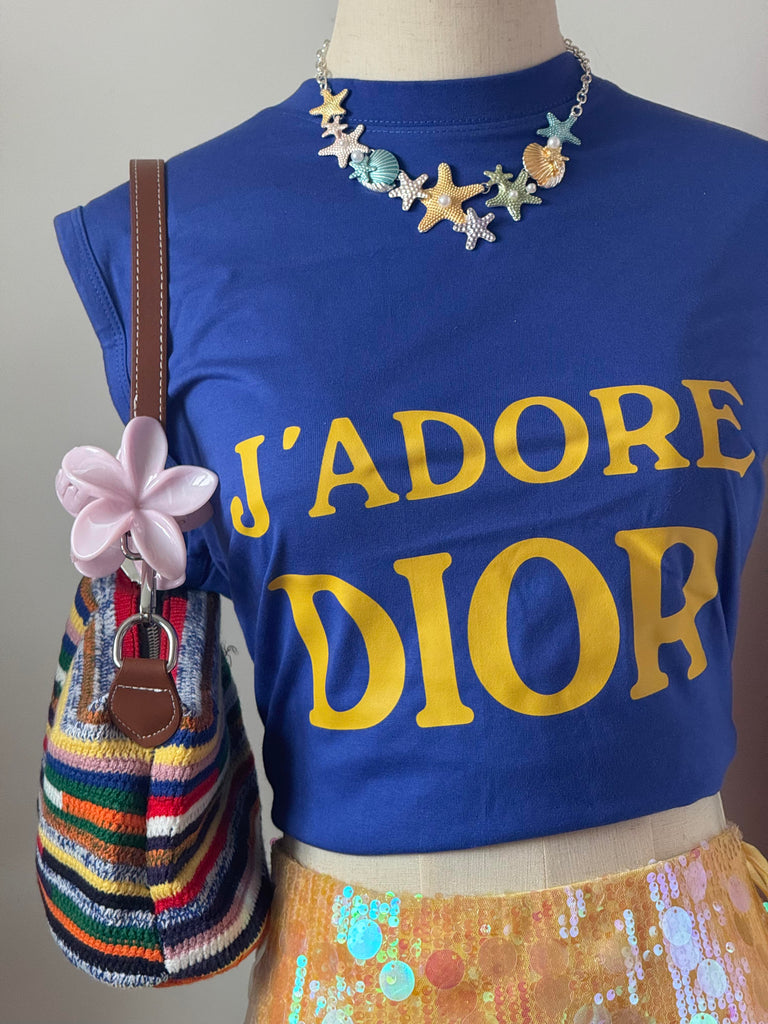 Retro Vest Top in Blue & Yellow