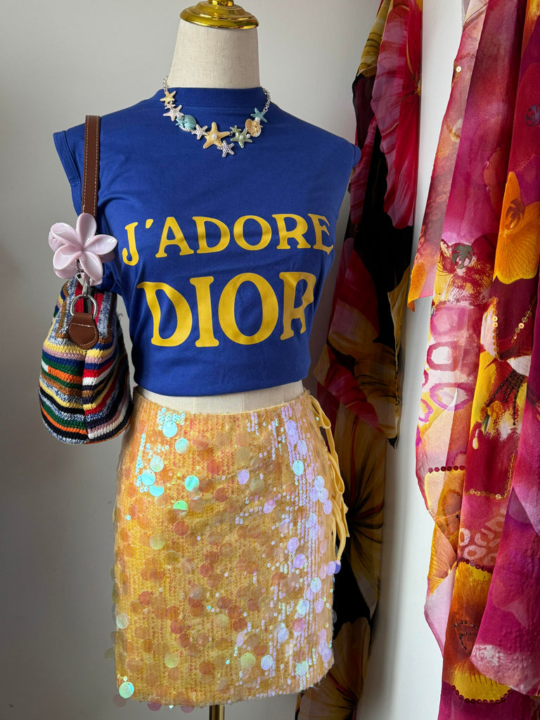 Retro Vest Top in Blue & Yellow