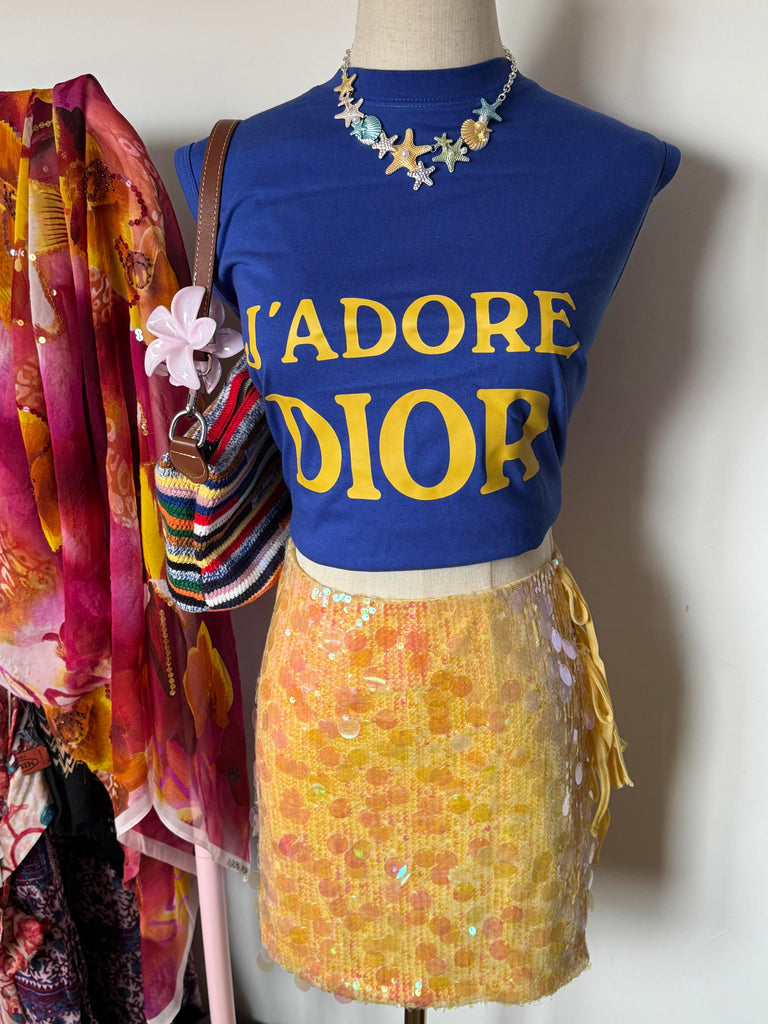 Retro Vest Top in Blue & Yellow