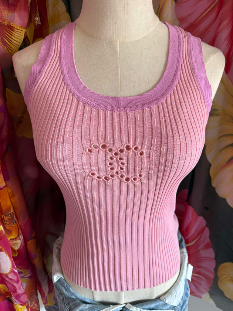 Pink Vest Top with Contrast Trim