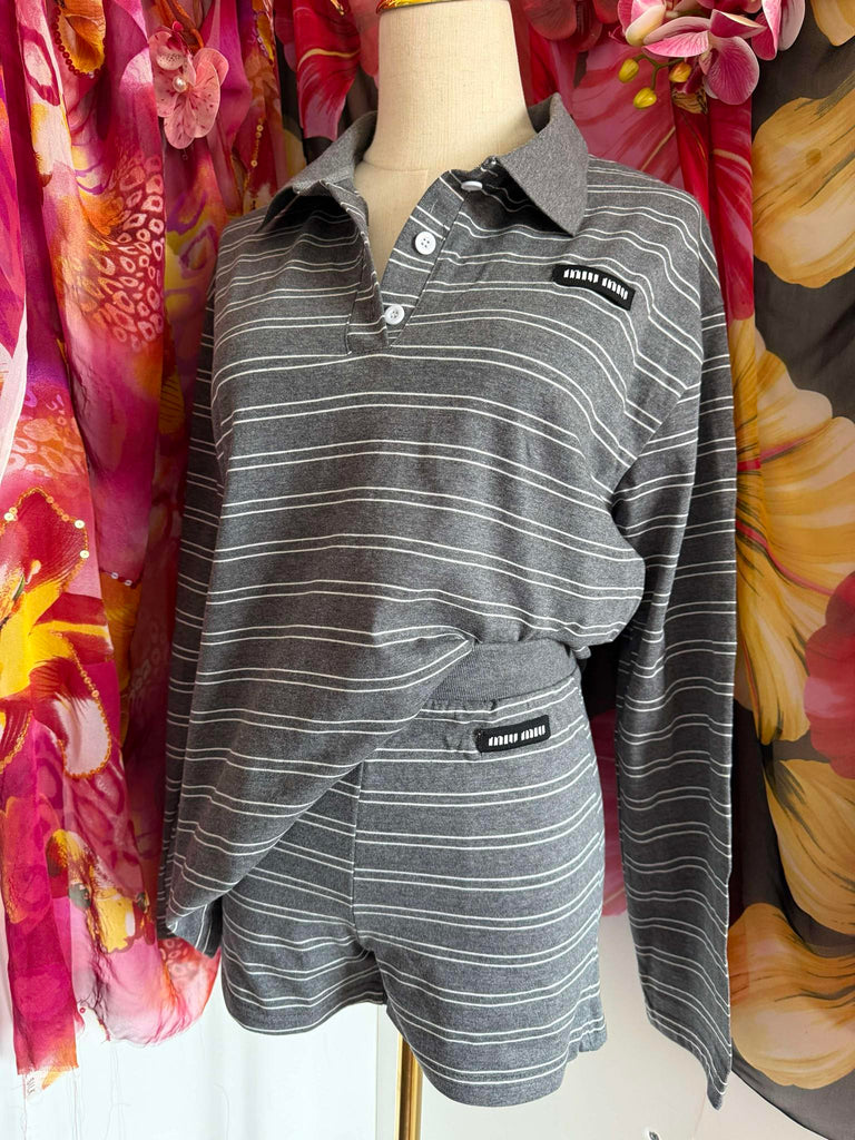 Grey Striped Two Piece Set