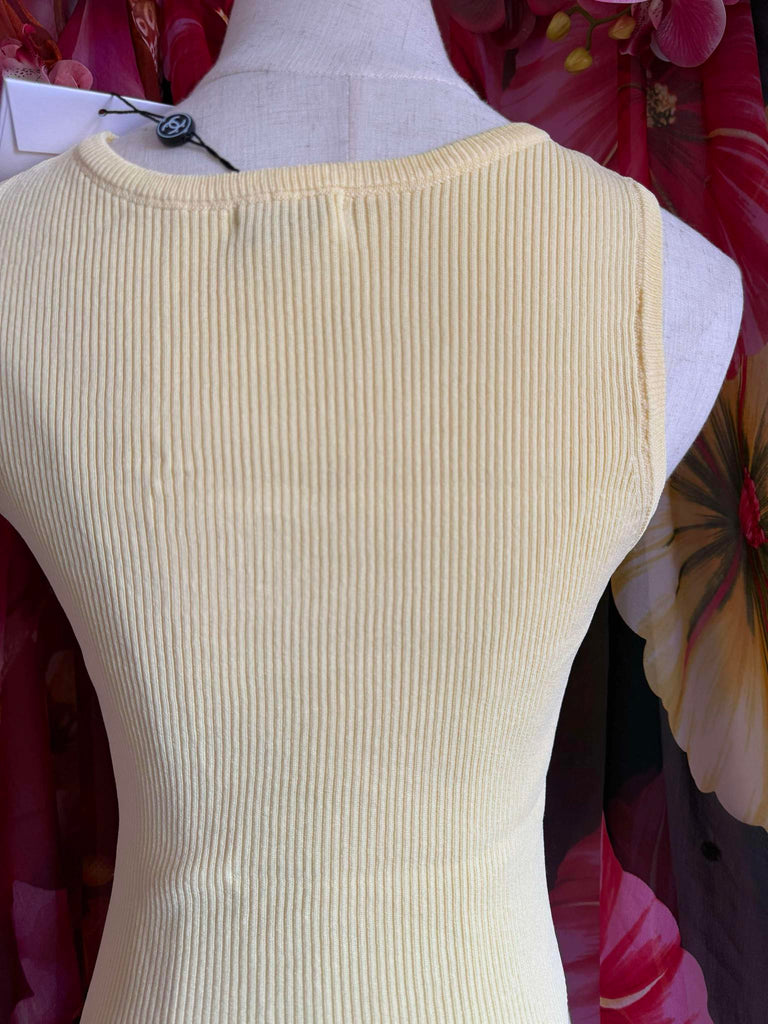 Yellow Ribbed Vest Top