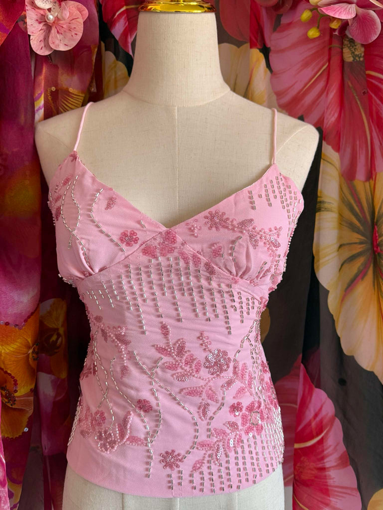 Pink Embellished Strappy Top