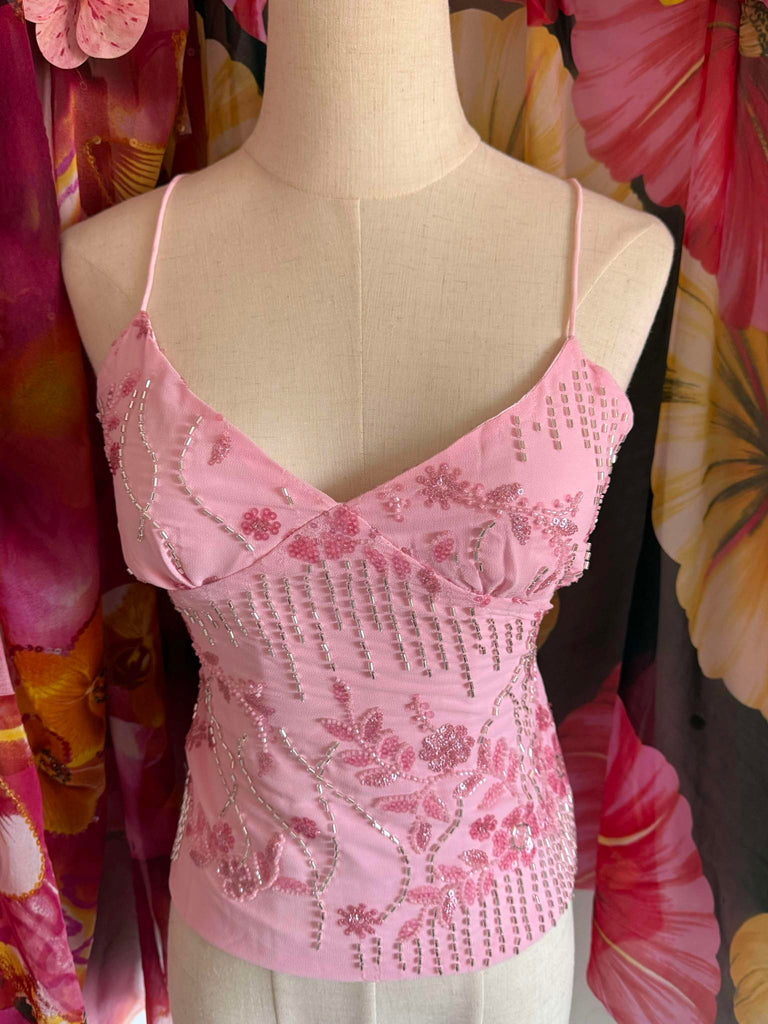 Pink Embellished Strappy Top