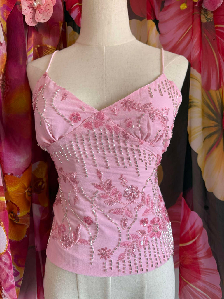 Pink Embellished Strappy Top