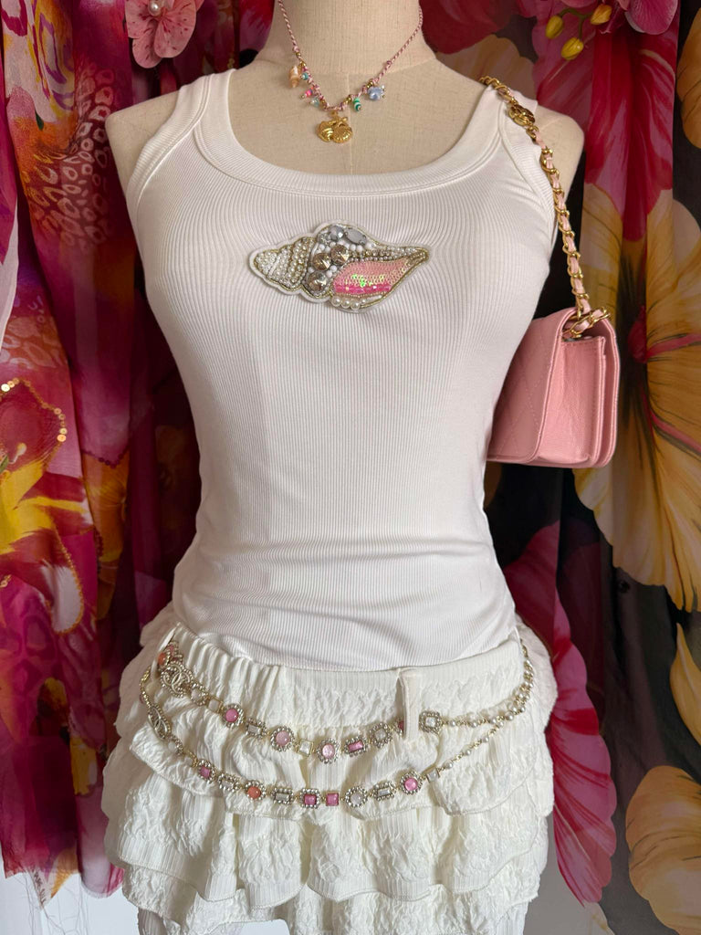 Shell Embellished Vest Top