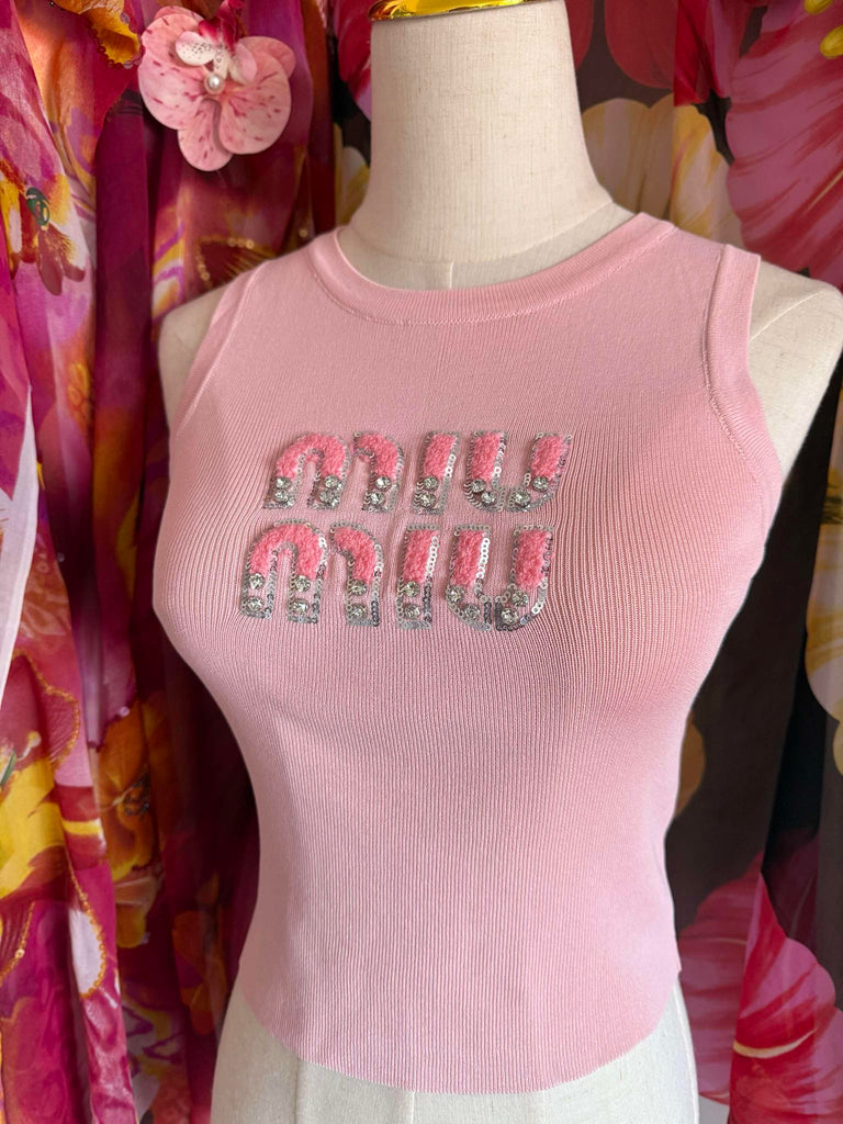 Pink Vest Top with Sparkle Detail