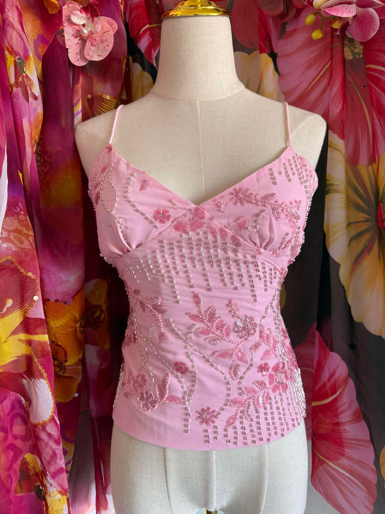 Pink Embellished Strappy Top