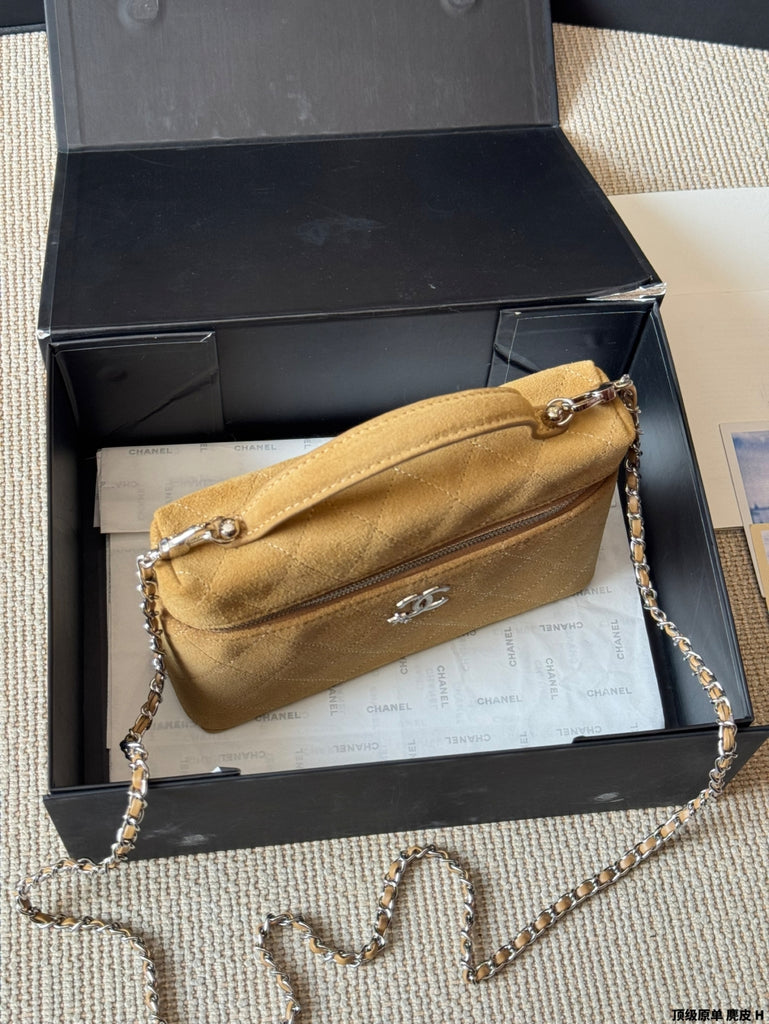 Suede Quilted Box Bag with Chain Strap – Pre-Order