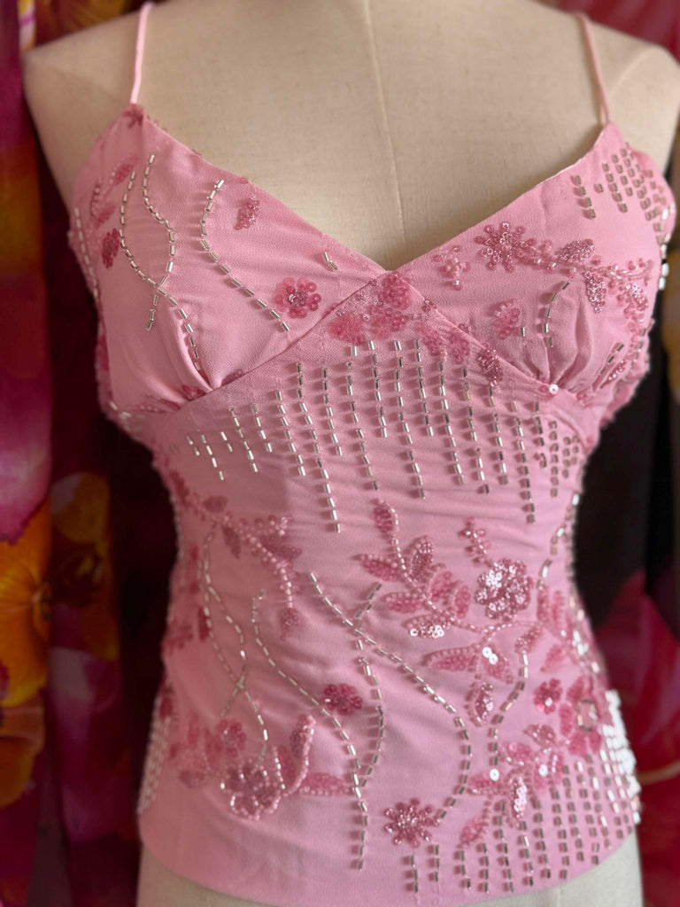 Pink Embellished Strappy Top