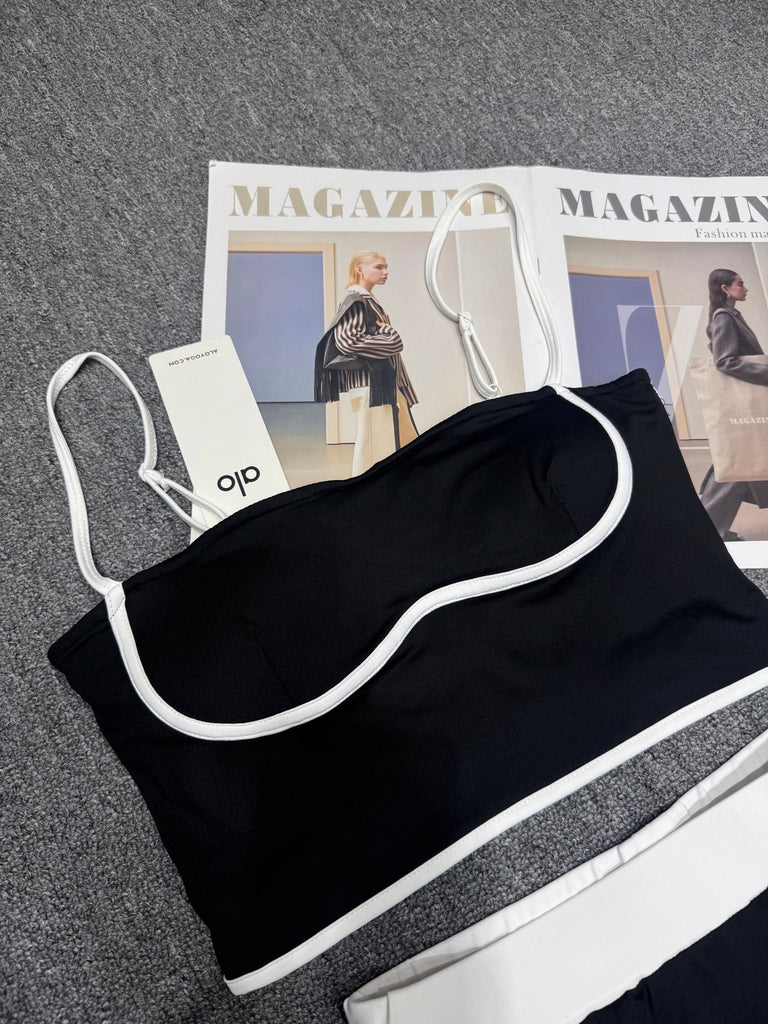 Black & White Contrast Trim Two-Piece Set – Sporty Chic Co-ord
