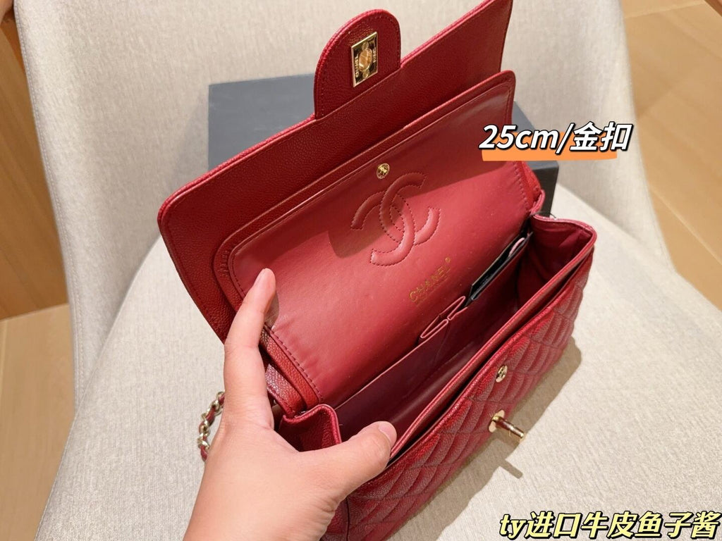 Pre-Order | Red Flap Shoulder Bag with Gold Hardware