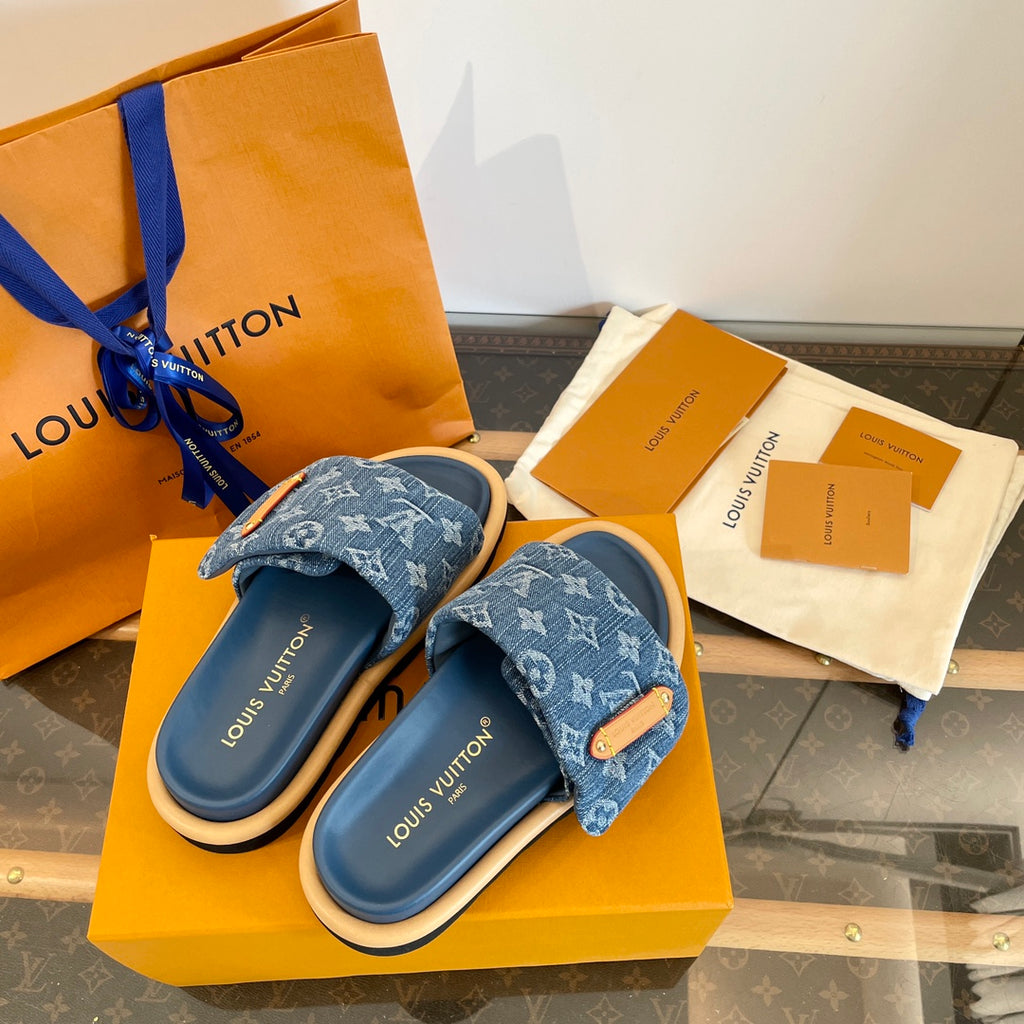 Pre-Order | Denim Slide Sandals – Blue