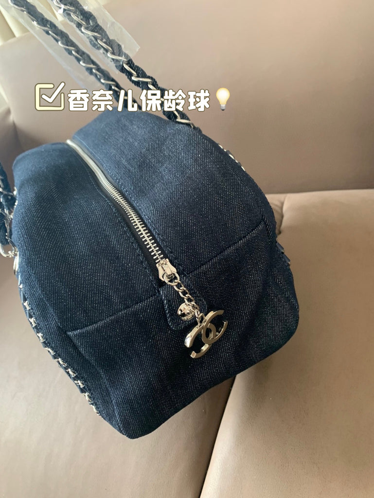 Pre-Order | Denim Chain Shoulder Bag – Navy