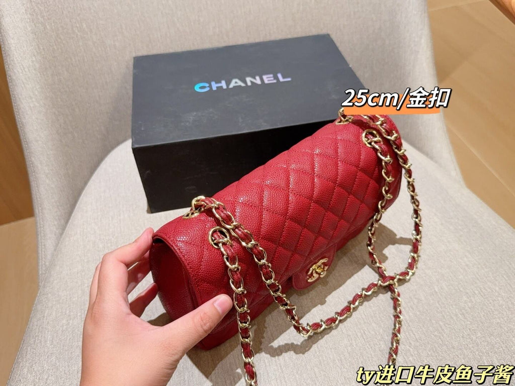Pre-Order | Red Flap Shoulder Bag with Gold Hardware
