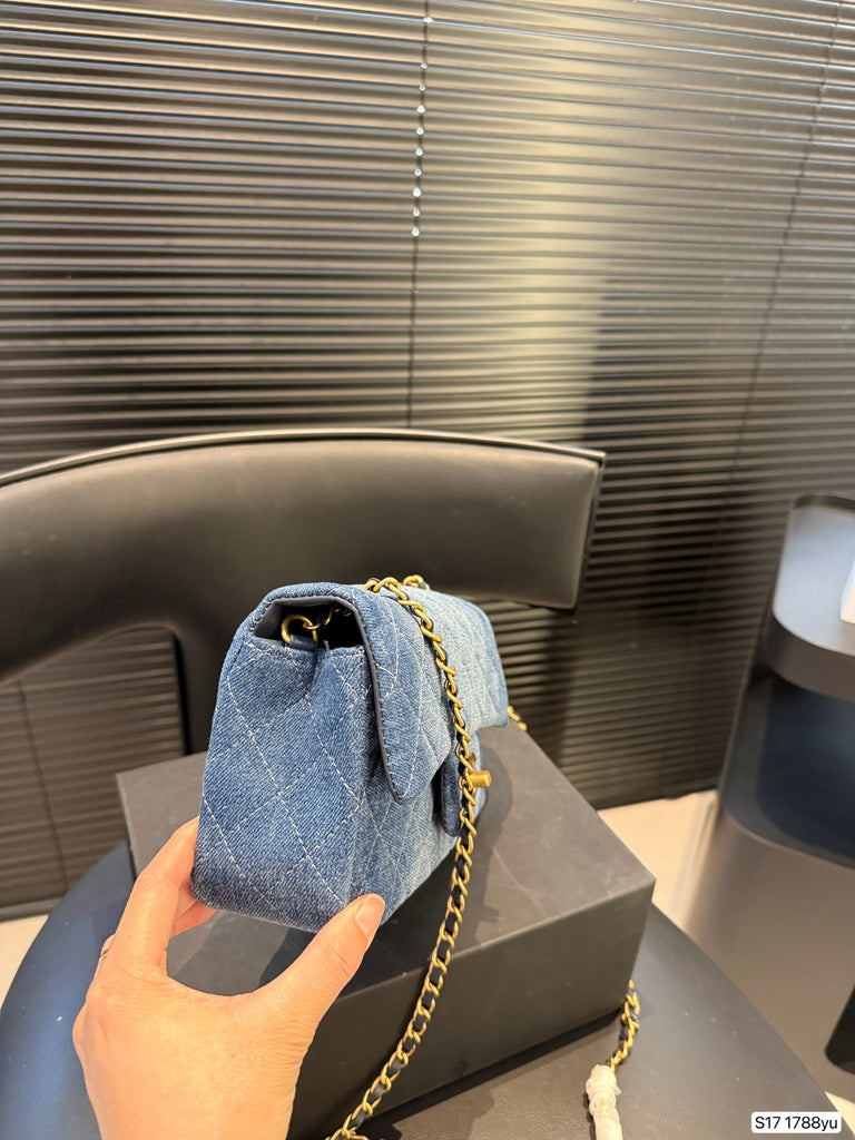 Blue Quilted Denim Shoulder Bag – Pre-order