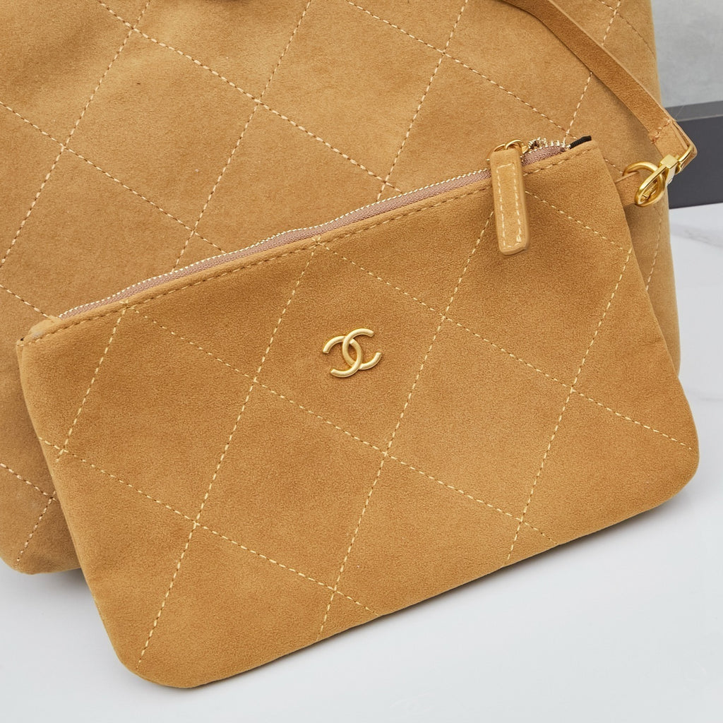 Pre-Order | Quilted Suede-Style Shoulder Bag with Chain Strap
