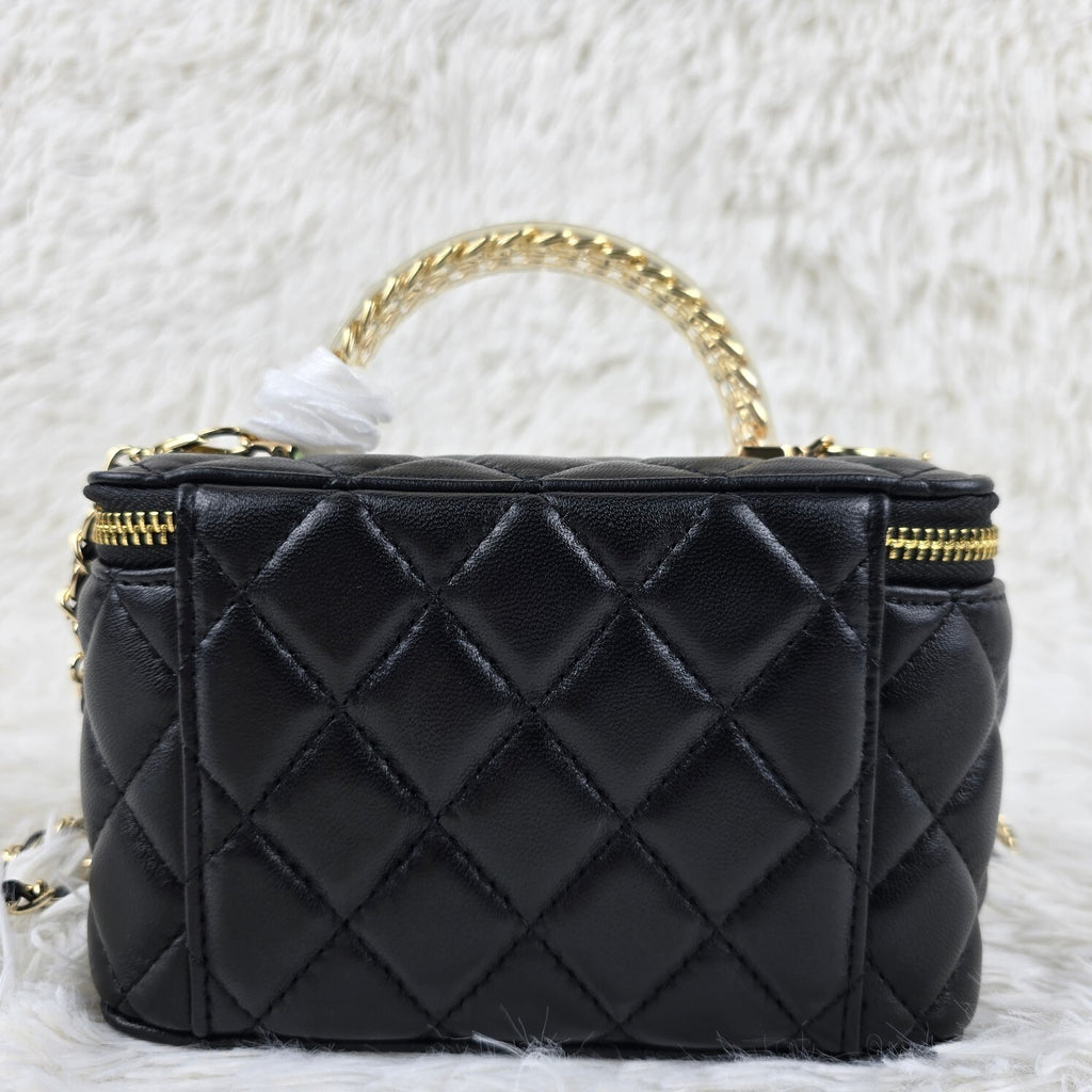 Pre-Order | Black Mini Vanity Bag with Gold Chain Handle