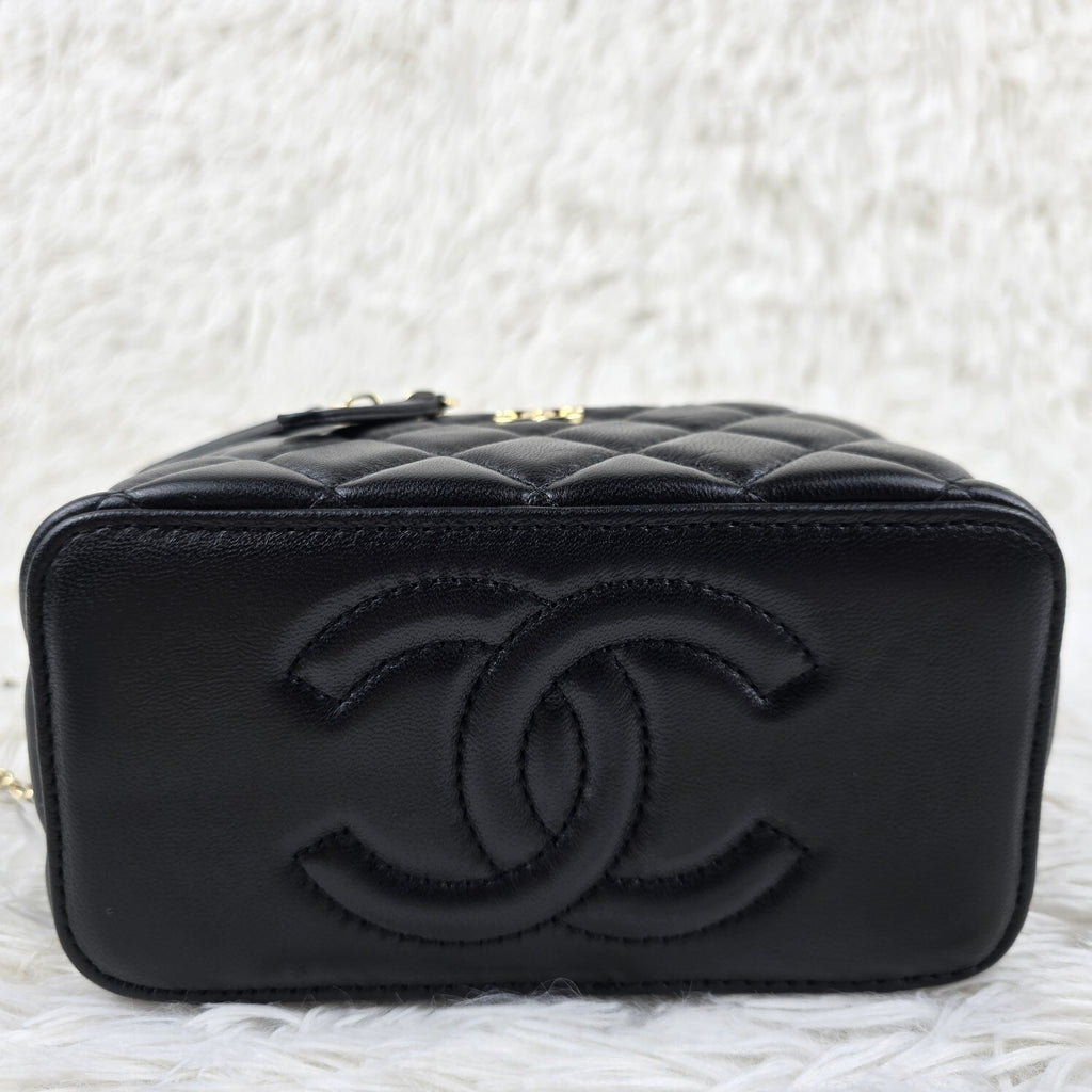 Pre-Order | Black Mini Vanity Bag with Gold Chain Handle