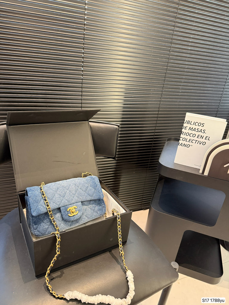 Blue Quilted Denim Shoulder Bag – Pre-order