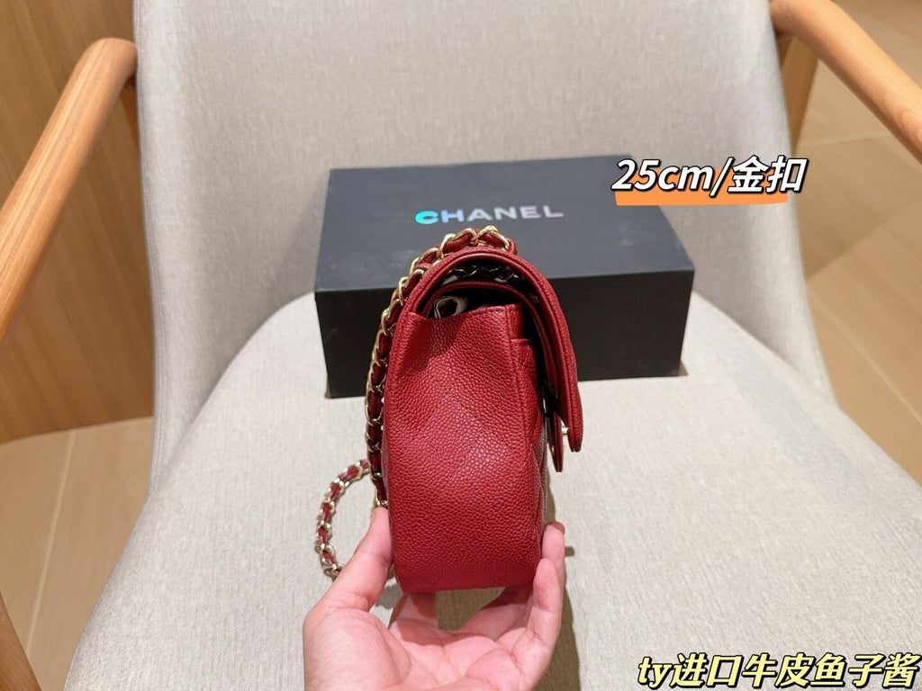 Pre-Order | Red Flap Shoulder Bag with Gold Hardware
