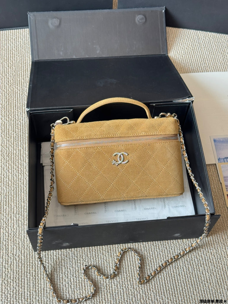 Suede Quilted Box Bag with Chain Strap – Pre-Order