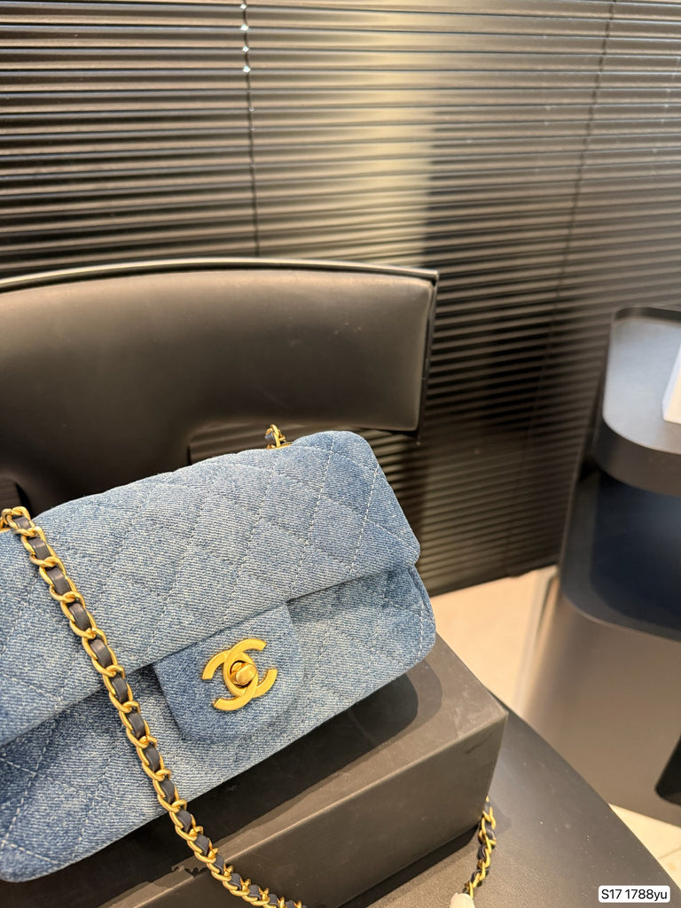 Blue Quilted Denim Shoulder Bag – Pre-order