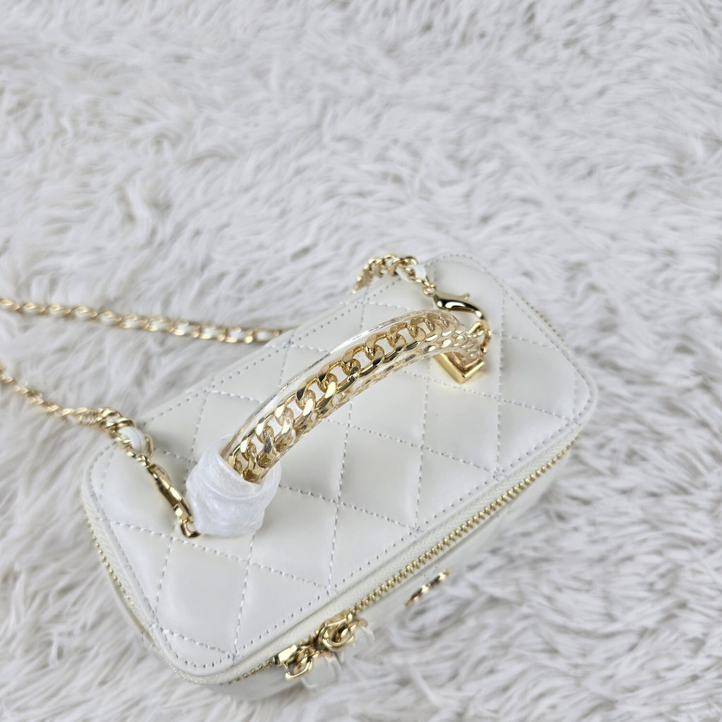 Pre-Order | White Mini Vanity Bag with Chain Handle
